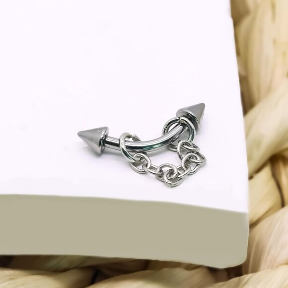 5 Pcs Vertical Labret Lip Piercing Jewelry Set in Stainless Steel with Cubic Zir - Picture 3 of 8